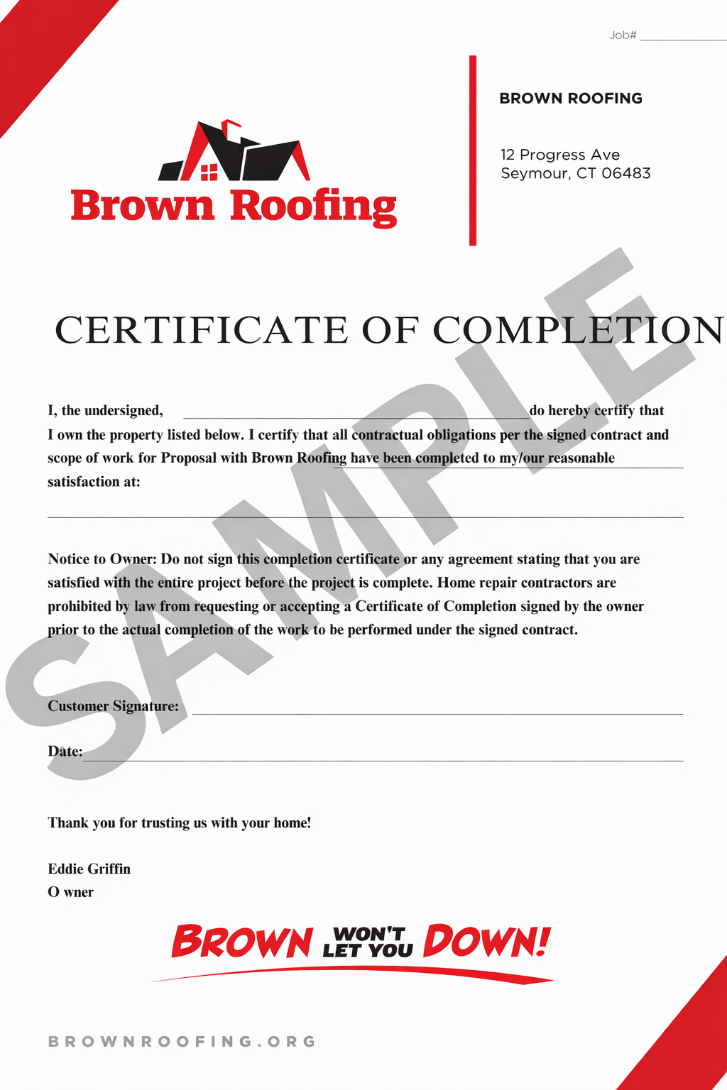 Certificate of Completion Sample